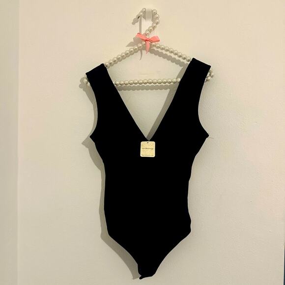 Free People Black Keep It Sleek Duo Bodysuit size s new with tags - Picture 3 of 4